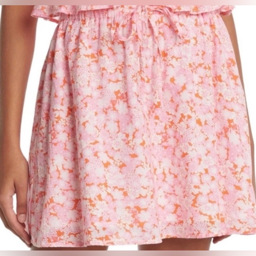 NWT Abound Nordstrom Gauzy 100% Cotton Skirt in Coral Pink Tarry Floral - Picture 2 of 6
